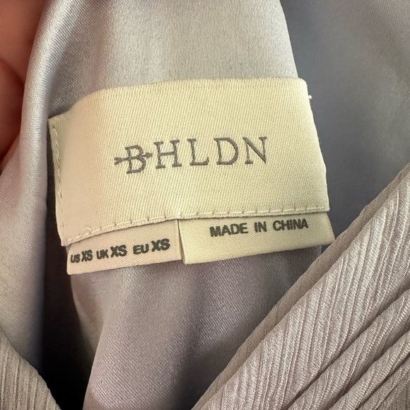 NWT BHLDN Anthro XS Kia Sleeveless Maxi Bridesmaid Dress Fog Chiffon VNeck Ruche - Picture 6 of 16